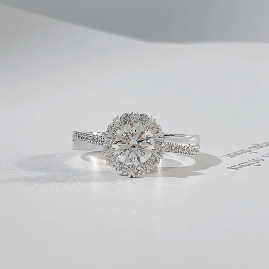 18K White Gold Diamond Ring 1.0 ct Lab Grown Diamond Jewelry - 4347Louisville