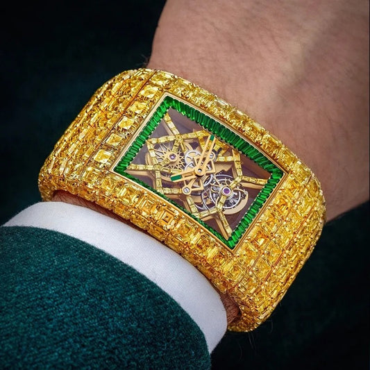 Custom Real Natural Diamond Watch luxury
18K 24K Solid Gold D Color VVS1 Diamond Watch Jewelry For Men Women - 4347Louisville