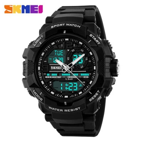 SKMEI 1164 men Digital+Quartz Wristwatch Waterproof Alarm Calendar Chronograph Back Light Watches - 4347Louisville